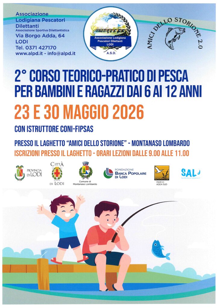 Corso teorico-pratico di pesca per bambini – 23 e 30 maggio 2026